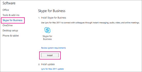 skype for business mac options